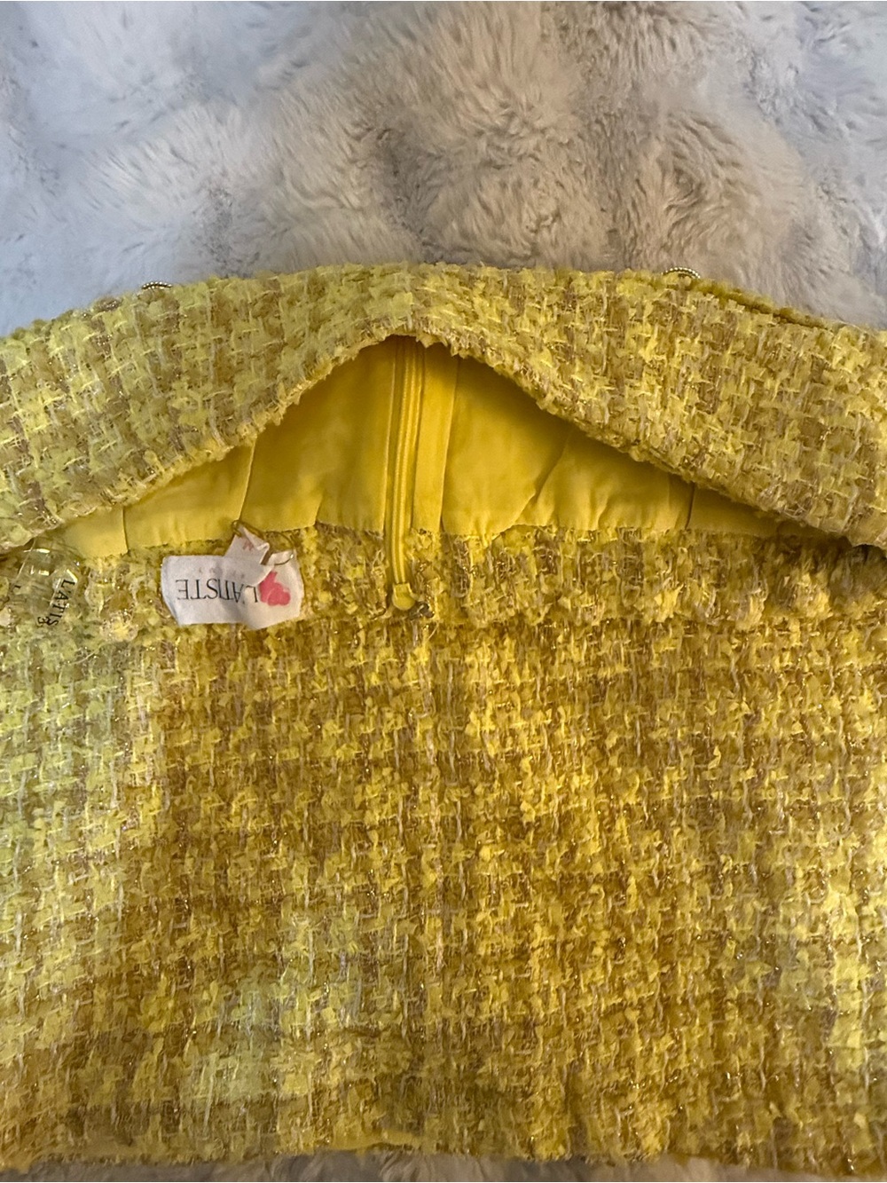 L'ATISTE Yellow Tweed Two-Piece Skirt Set - Picture 12 of 12